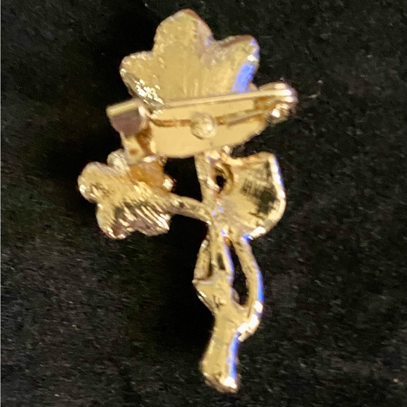 2 vintage inspired brown floral enamel brooches/pins with crystal accents - Picture 3 of 8